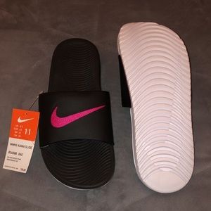 Women’s Nike Slides with Pink Swoop